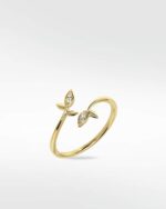 Diamond Open Leaf Ring