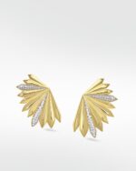 Palm Diamond Statement Fluted Earrings