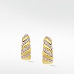 Palm Diamond Twist Wide Hoop Earrings