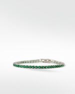 The Everyday Stackable Emerald Tennis Silver Bracelet - Image 2