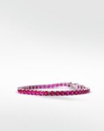 The Everyday Stackable Ruby Tennis Silver Bracelet
