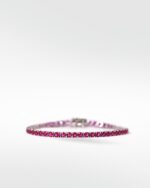The Everyday Stackable Ruby Tennis Silver Bracelet - Image 4