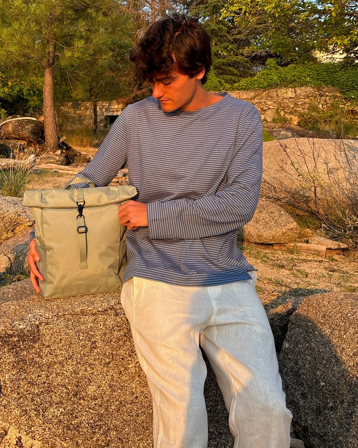 Roll Mini Backpack Sage – Iris Roll Mini Backpack Sage - Image 1
