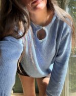 Sylvie Sweater In Blue Organic Cotton - Image 3