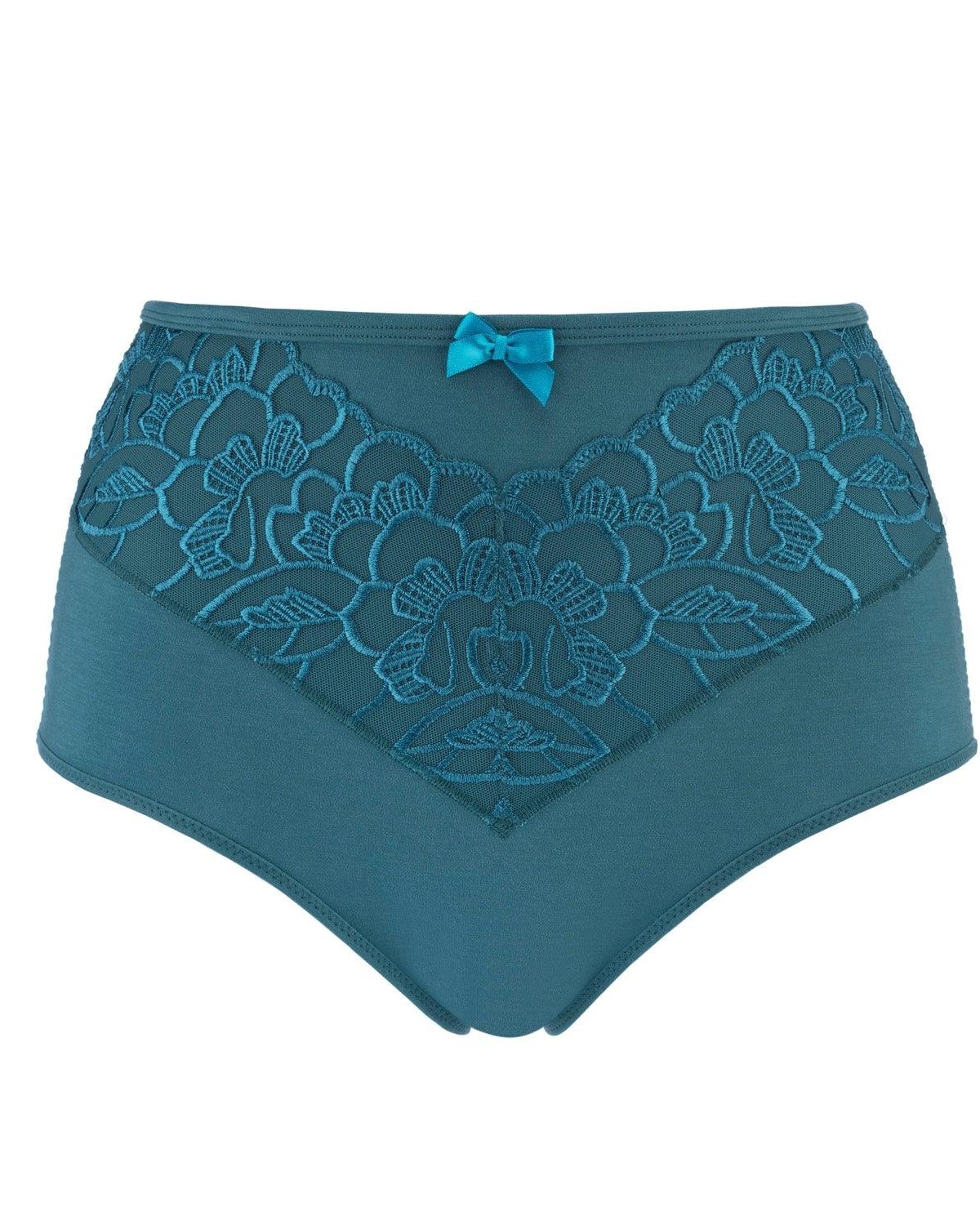 Coral - Silk & Organic Cotton Full Brief in Peacock Blue – Iris Coral - Silk & Organic Cotton Full Brief in Peacock Blue - Image 1