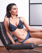 Elysia - Navy Blue Silk & Organic Cotton Front Closure Full Cup Underwired Bra - Image 3