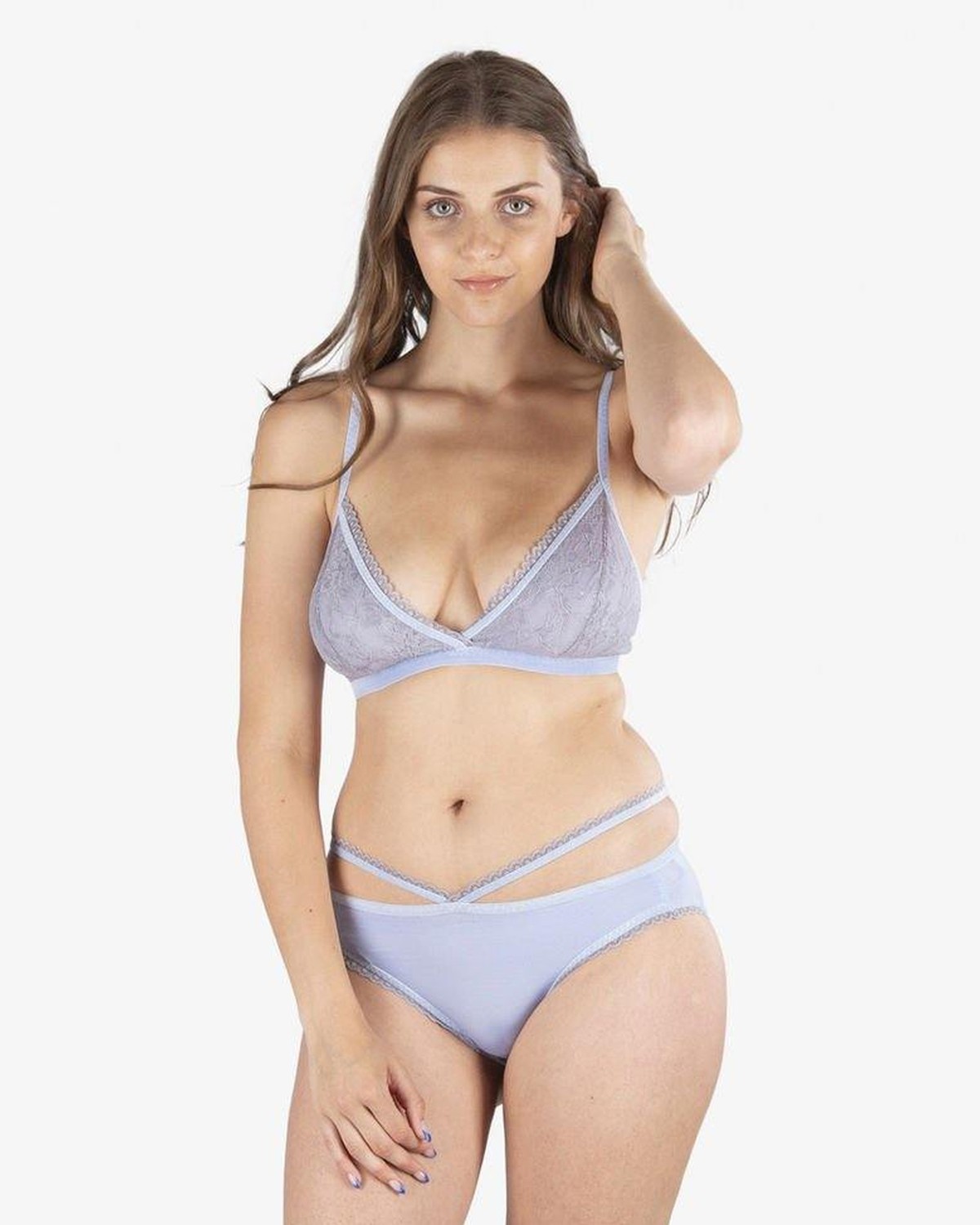 Serenity – Lace Organic Cotton & Silk Bralette – Iris Serenity - Lace Organic Cotton & Silk Bralette - Image 1
