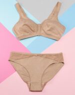 Warm Golden - Full Cup Front Closure Silk & Organic Cotton Wireless Bra - Image 4